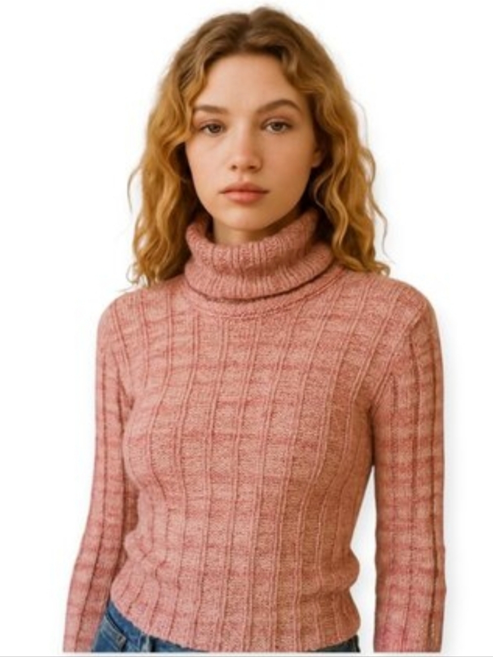 Banana Republic Vintage 100 Percent Merino Wool Pink Turtleneck Sweater Medium